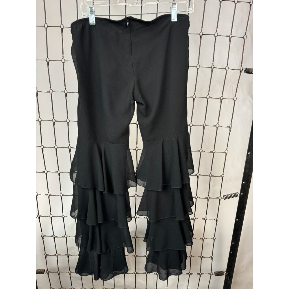 Mystique Paris New York Vintage Black Ruffled Pants M/MED Made in USA